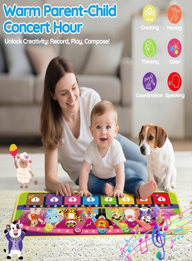 MOMUSE Music Piano Mat 5-Language (EN/DE/FR/IT/ES) for 1 2 3 4 Year Old Boys Girls, Multilingual Education Baby Toy with 9 Animals & Recording, Portable Toddler Infant Kids 1+ Christmas Birthday Gifts - Image 4